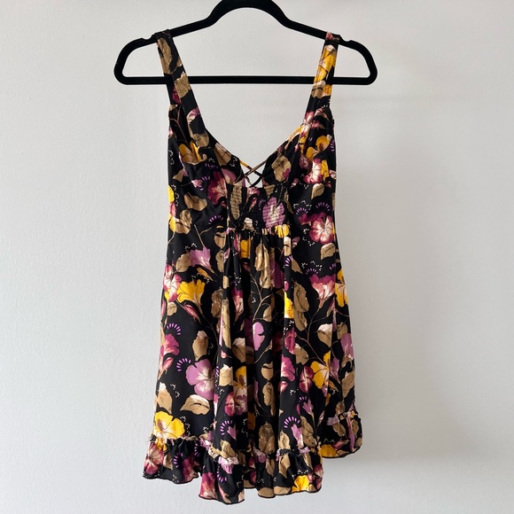 2/$50🍑 INTIMATELY FREE PEOPLE Lattice Lovers Floral Mini Slip Dress - Picture 2 of 8